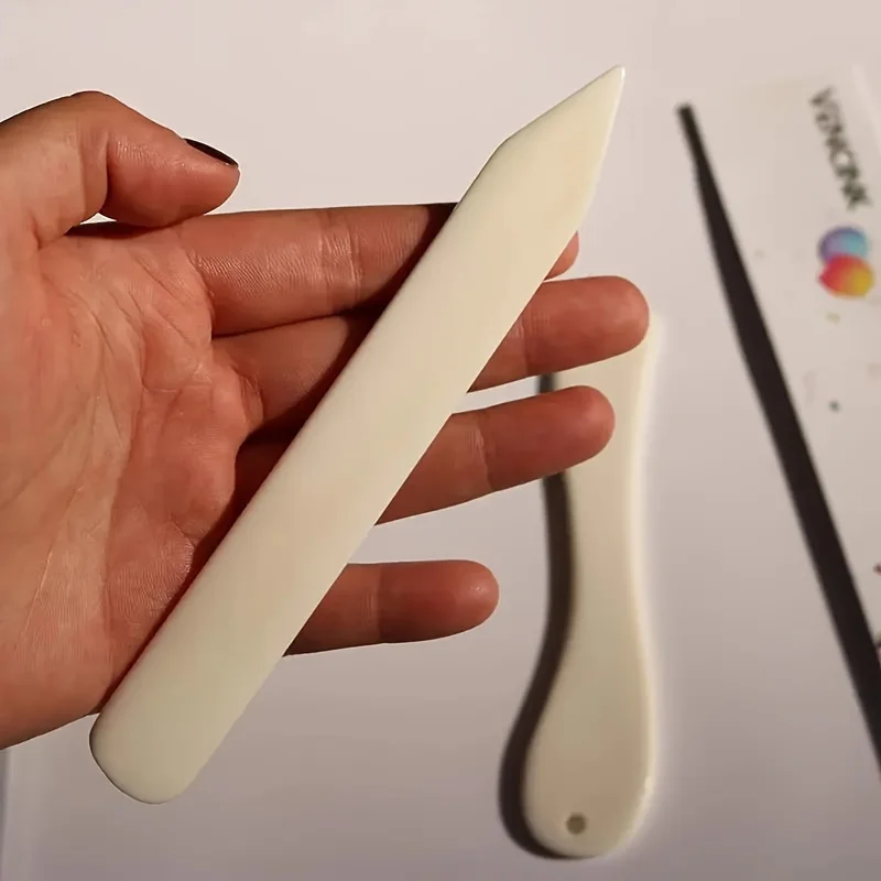 Bone Folder Tool - 1個入り 本革製 ボーンフォルダー スコアリング クラフト スクラップブッキングツール