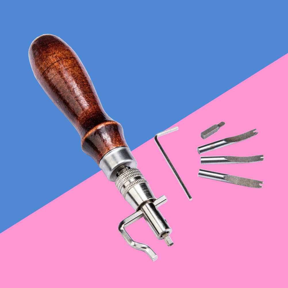 Groover Stitching Tool - 7点セットの裁縫道具：縫い目用溝切り、折り目付け、面取り、端処理、粗い縁のトリミング、穴あけスペーサー、プロ仕様