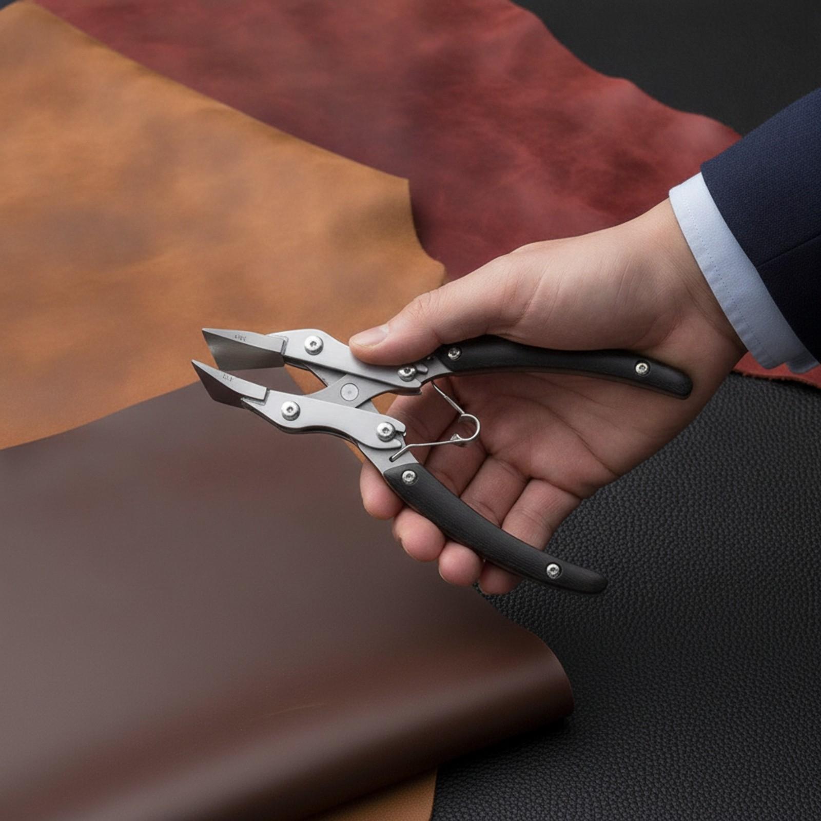 Leatherwork Hand Press - フラットノーズプライヤー。返しバネ付きで、DIYの革細工プロジェクトや手動プレス作業に最適な革工芸用工具。