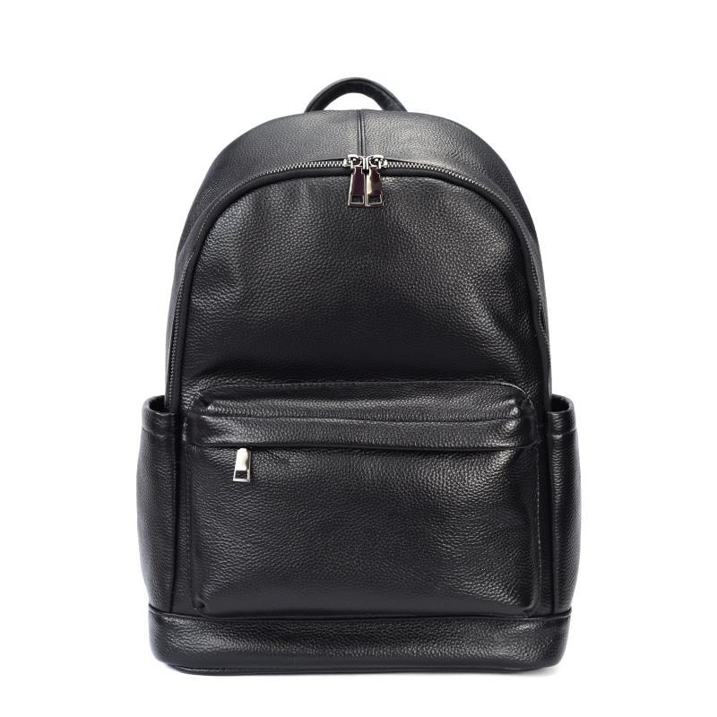 Leather Work Rucksack Mens - 男性用本革トラベルバックパック、大型ブラック牛革製ラップトップデイパック、多ポケットコンピューターリュックサック、仕事や日常使いに最適