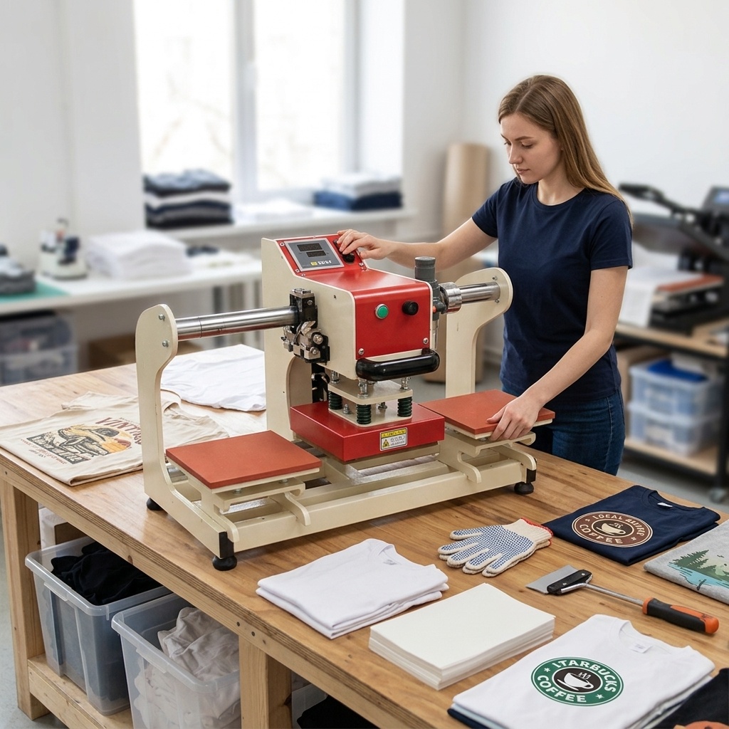 Leatherwork Hand Press - ダブルステーション熱プレス機、空気圧式自動連続作業機、Tシャツロゴ印刷、ブランド、革用
