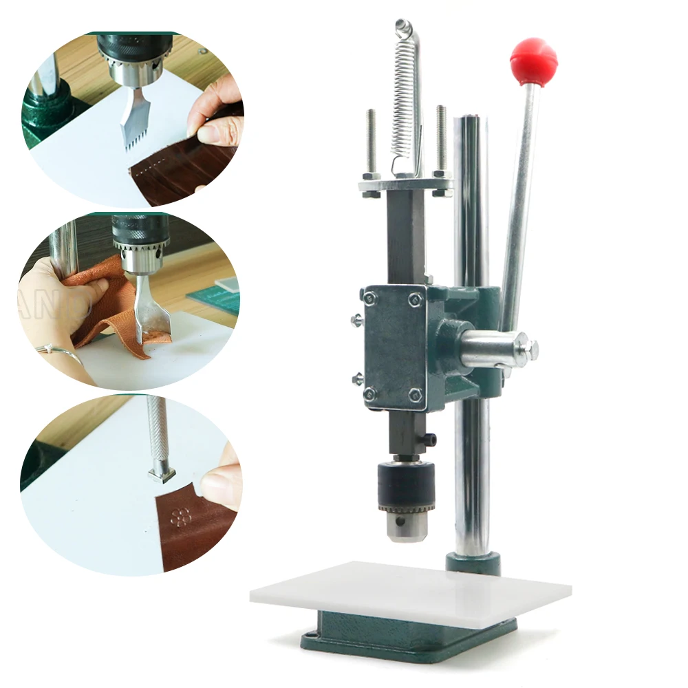 Leatherwork Hand Press - レザーホールパンチングマシン手動プレスパンチャー 革製パンチツールセット,穴あきパンチャー,手動プレス,パンチング用 サイレントレザーパンチハンドプレスツール レザーリベットプレスセット
