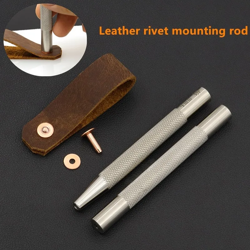 Rivet Setter Tool - パーマネント銅リベット取り付けロッドセット、手作りレザーツール、DIYレザークラフト、パンチング、取り付けアクセサリー、大小セット