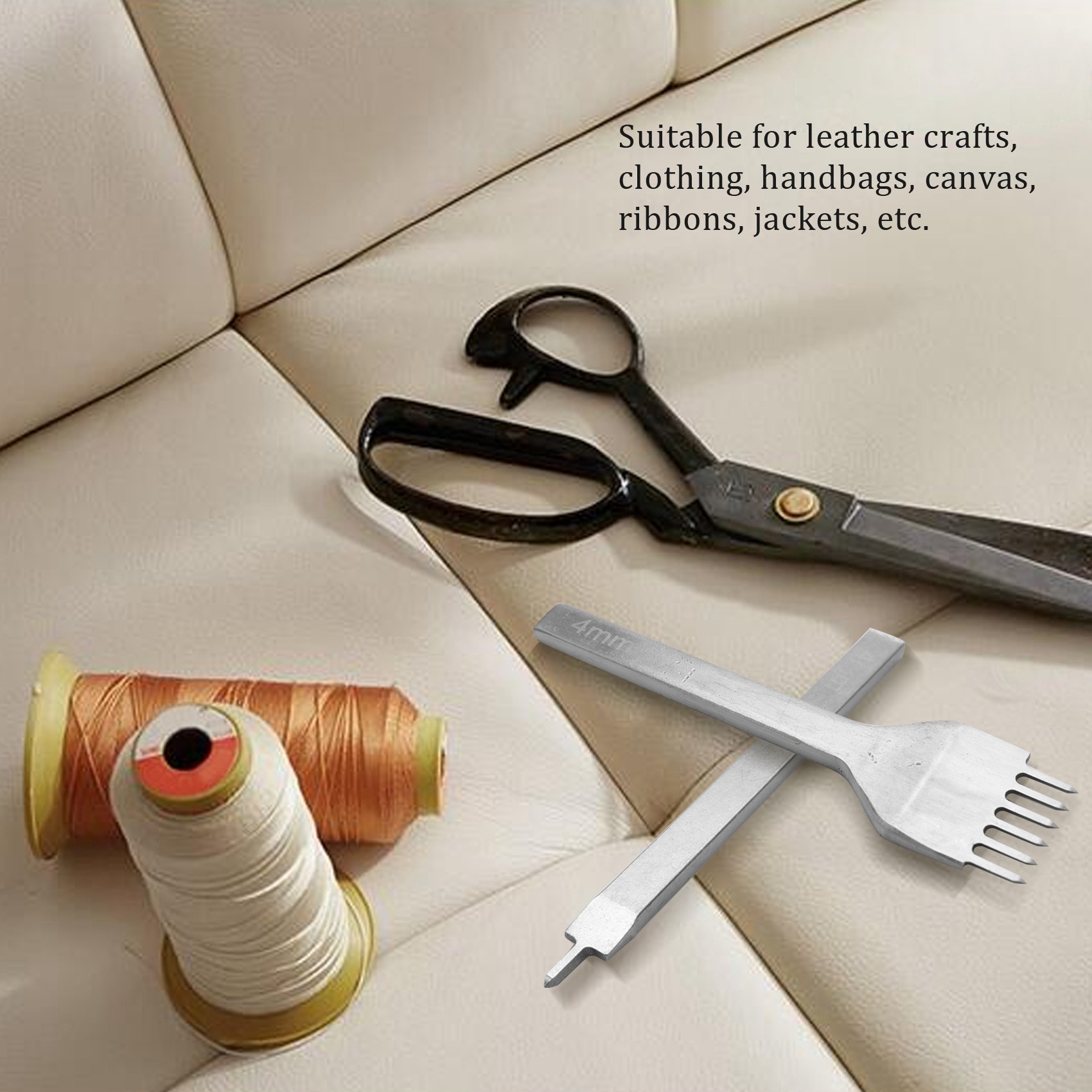 Groover Stitching Tool - BAAR-レザーステッチングチゼルセット、レースステッチングパンチ、ステッチンググルーバーベベラーと縫い針、レザークラフトツール