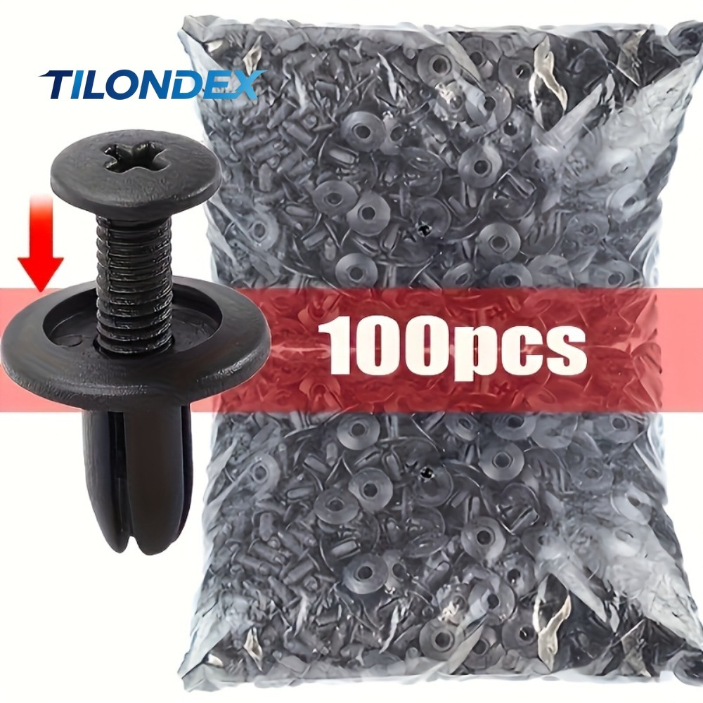 Rivet Setter Tool - TILONDEX 100個入り 自動車用ファスナークリップセット ドアフェンダーリベット固定クリップ スナップオンツール ボディバンパートリム固定アクセサリー