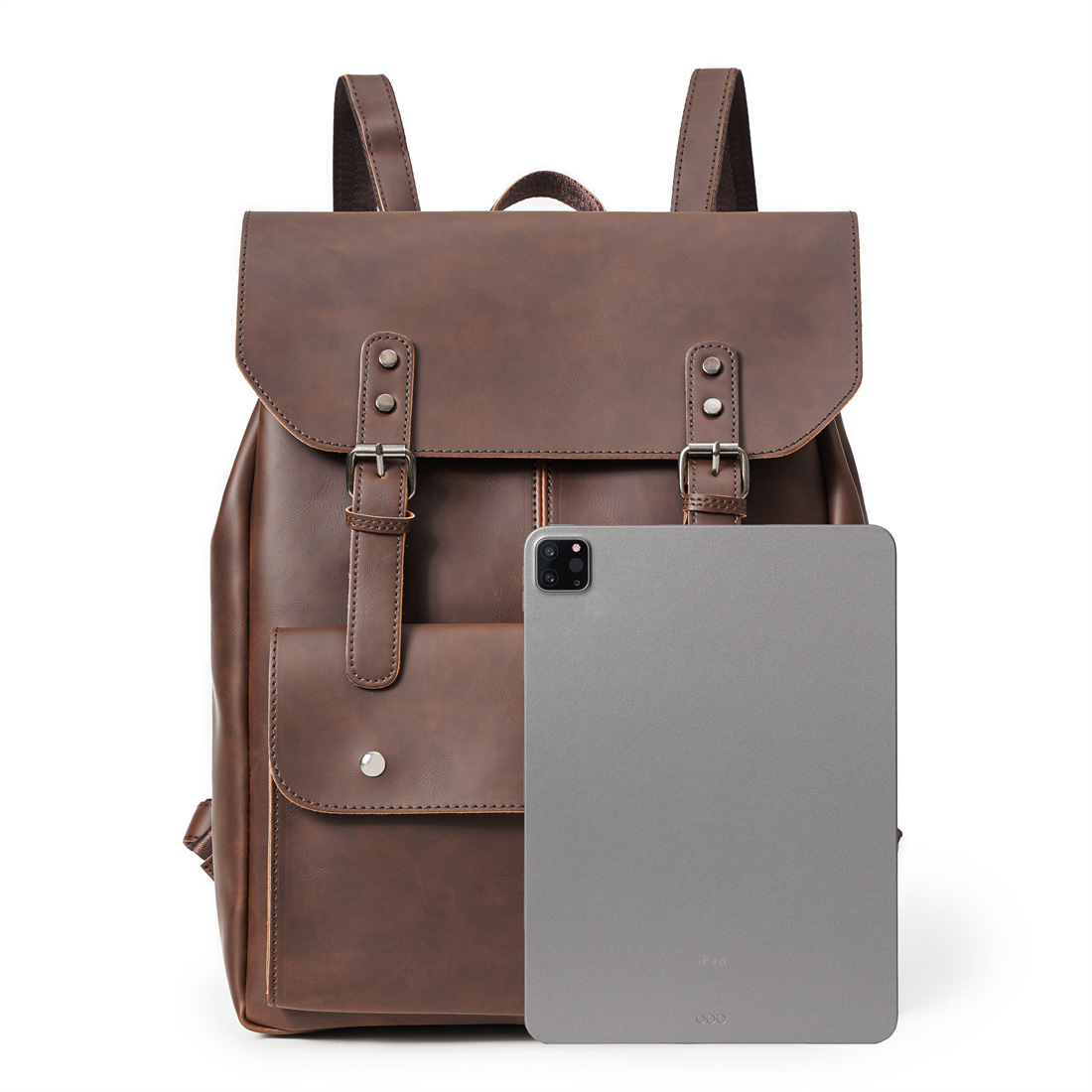 ヴィンテージ風のメンズレザーバックパック。14インチのノート - Leather Work Rucksack Mens のレビューと価格