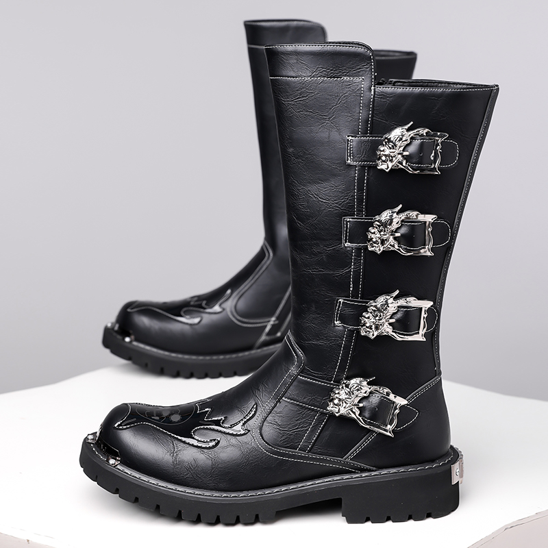 秋の新作デザイナーレザーロングブーツ メンズ ファッション  - Leatherwork Designs のレビューと価格