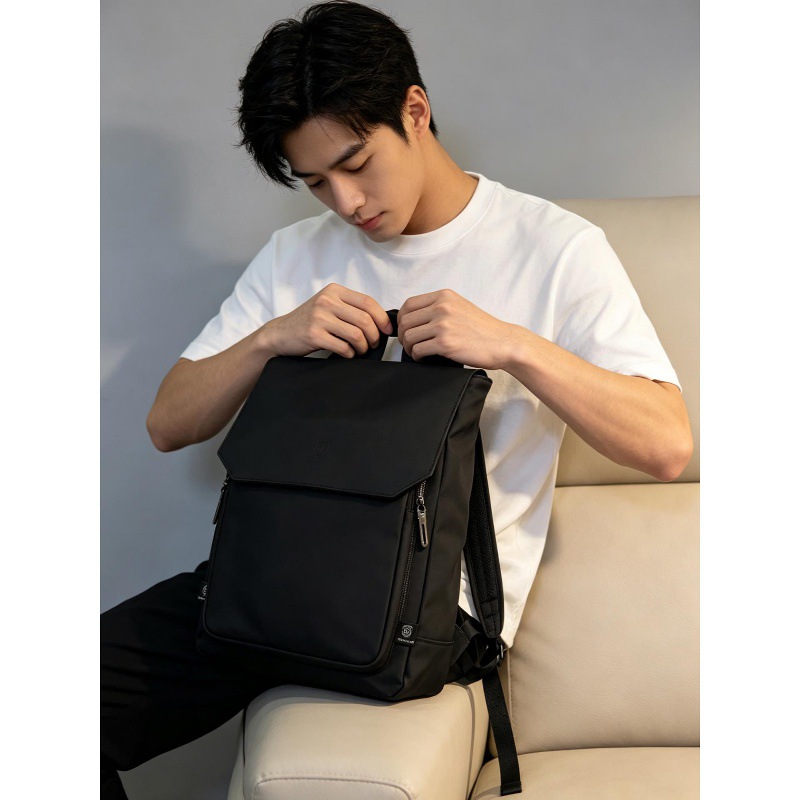 高品質なフラップ付きPUレザー製ノートパソコン用バックパック - Leather Work Rucksack Mens のレビューと価格
