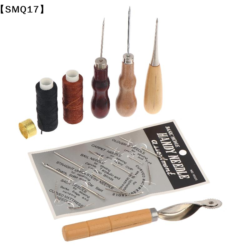 革縫い道具セット。木製のハンドルが付いた針、鋲、ワックス加工 - Groover Stitching Tool のレビューと価格