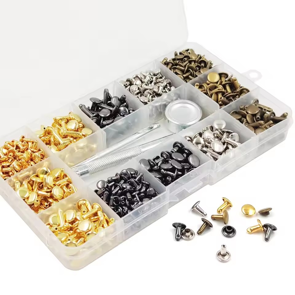 金属製ダブルキャップリベットスタッドラウンドスパイクネイル、 - Rivet Setter Tool のレビューと価格