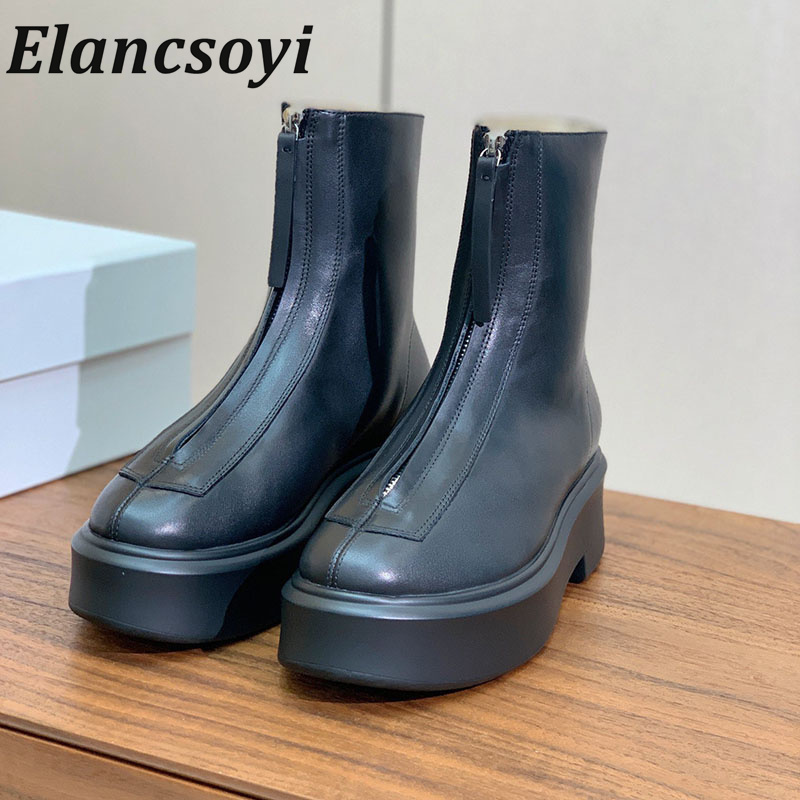 2026年秋冬新作、女性用、丸い先芯、レザー素材、ジッパー付 - Leatherwork Designs のレビューと価格