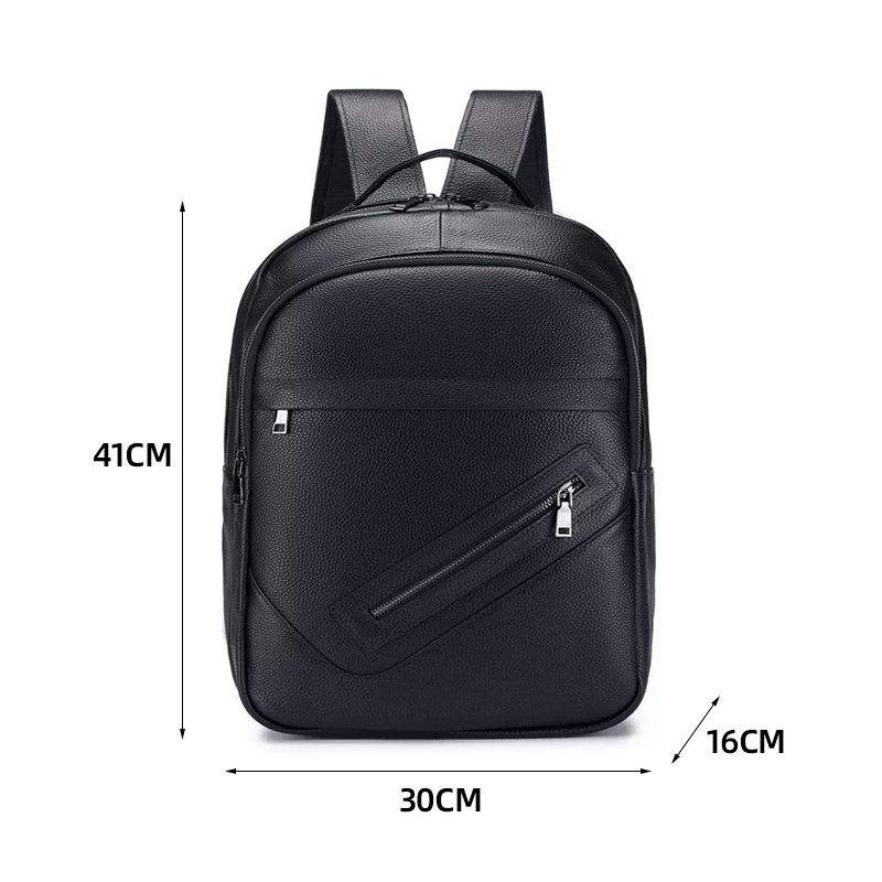 黒の本革製ラップトップバックパック、男性用マルチジッパーポケ - Leather Work Rucksack Mens のレビューと価格