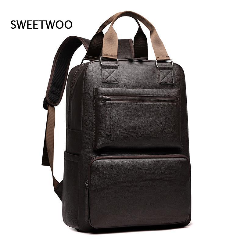 メンズ フェイクレザー ラップトップ バックパック デュアル - Leather Work Rucksack Mens のレビューと価格