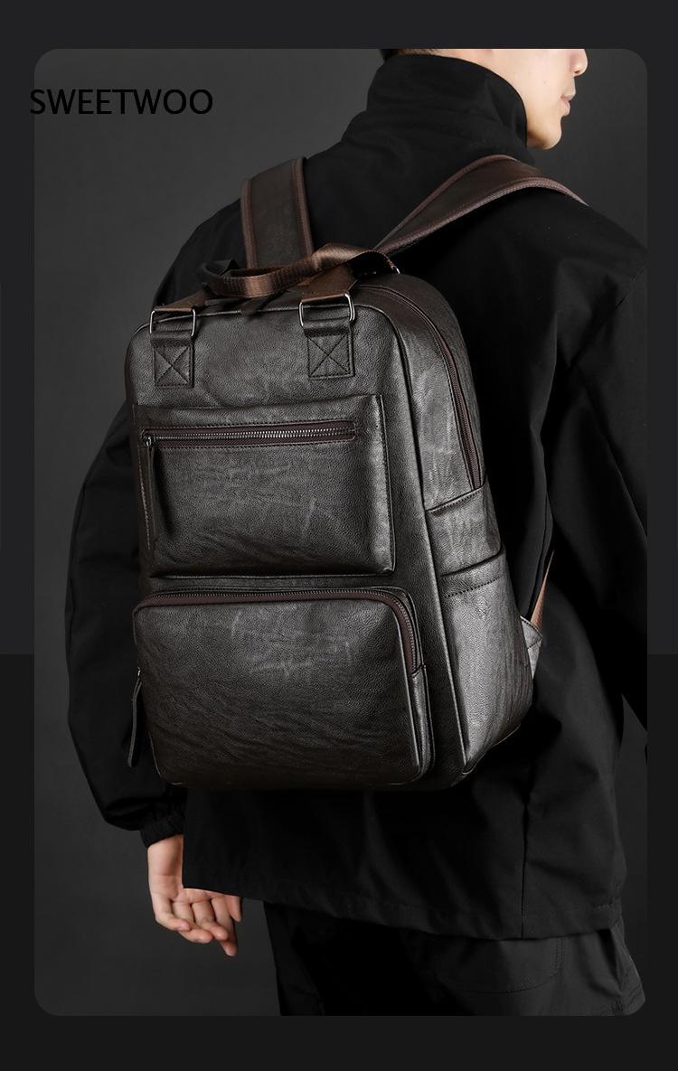 メンズ フェイクレザー ラップトップ バックパック デュアル - Leather Work Rucksack Mens のレビューと価格