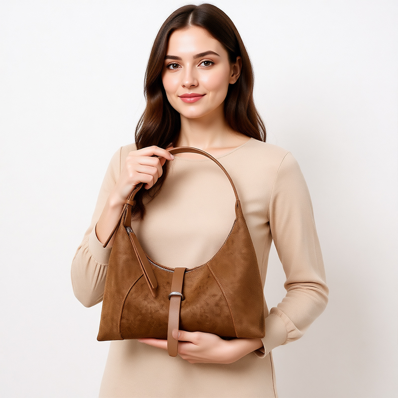 レディース スエード ハンドバッグ デザイナー スタイル フ - Leatherwork Designs のレビューと価格