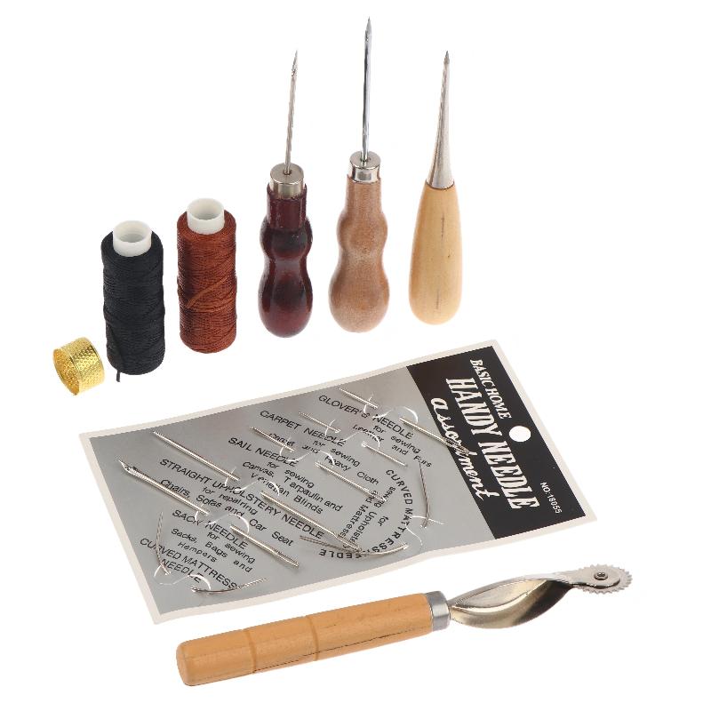 革縫製ツールキット 木製ハンドル付き針 穴あけ針 ワックス糸 - Groover Stitching Tool のレビューと価格