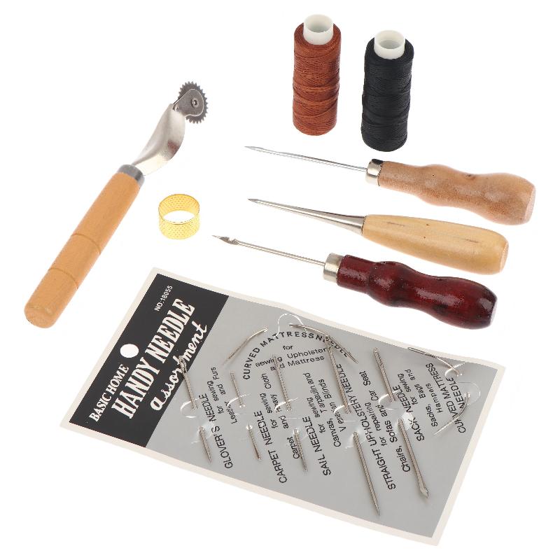 革縫製ツールキット 木製ハンドル付き針 穴あけ針 ワックス糸 - Groover Stitching Tool のレビューと価格
