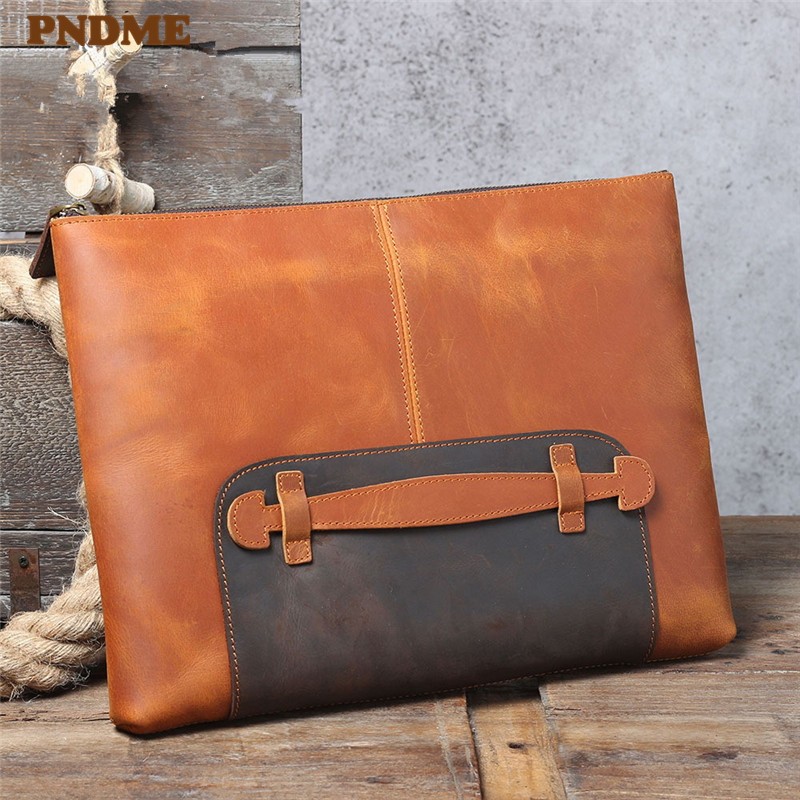ヴィンテージ ハンドメイド 本革 大容量 メンズ クラッチバ - Leatherwork Designs のレビューと価格