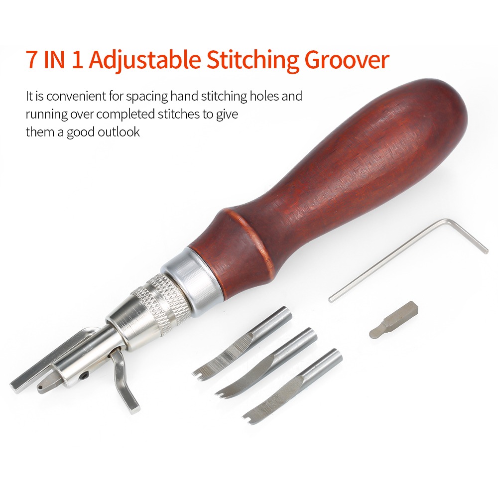 調整可能な革縫い目切り器 交換可能なチップ 木製＆スチールハ - Groover Stitching Tool のレビューと価格