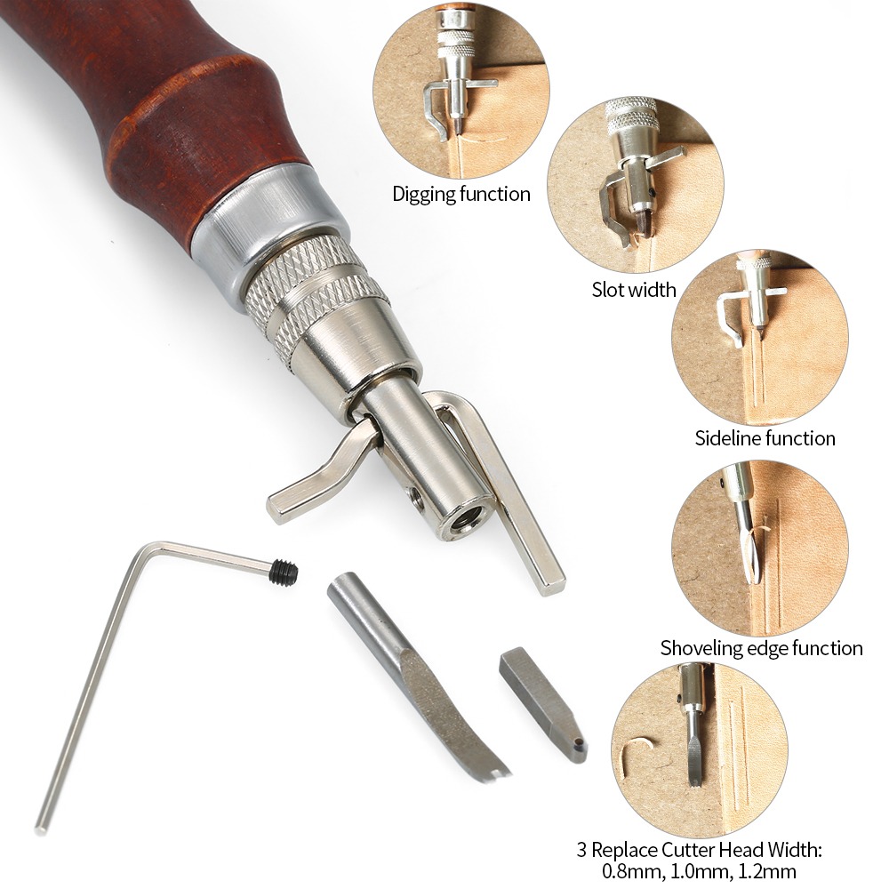 調整可能な革縫い目切り器 交換可能なチップ 木製＆スチールハ - Groover Stitching Tool のレビューと価格