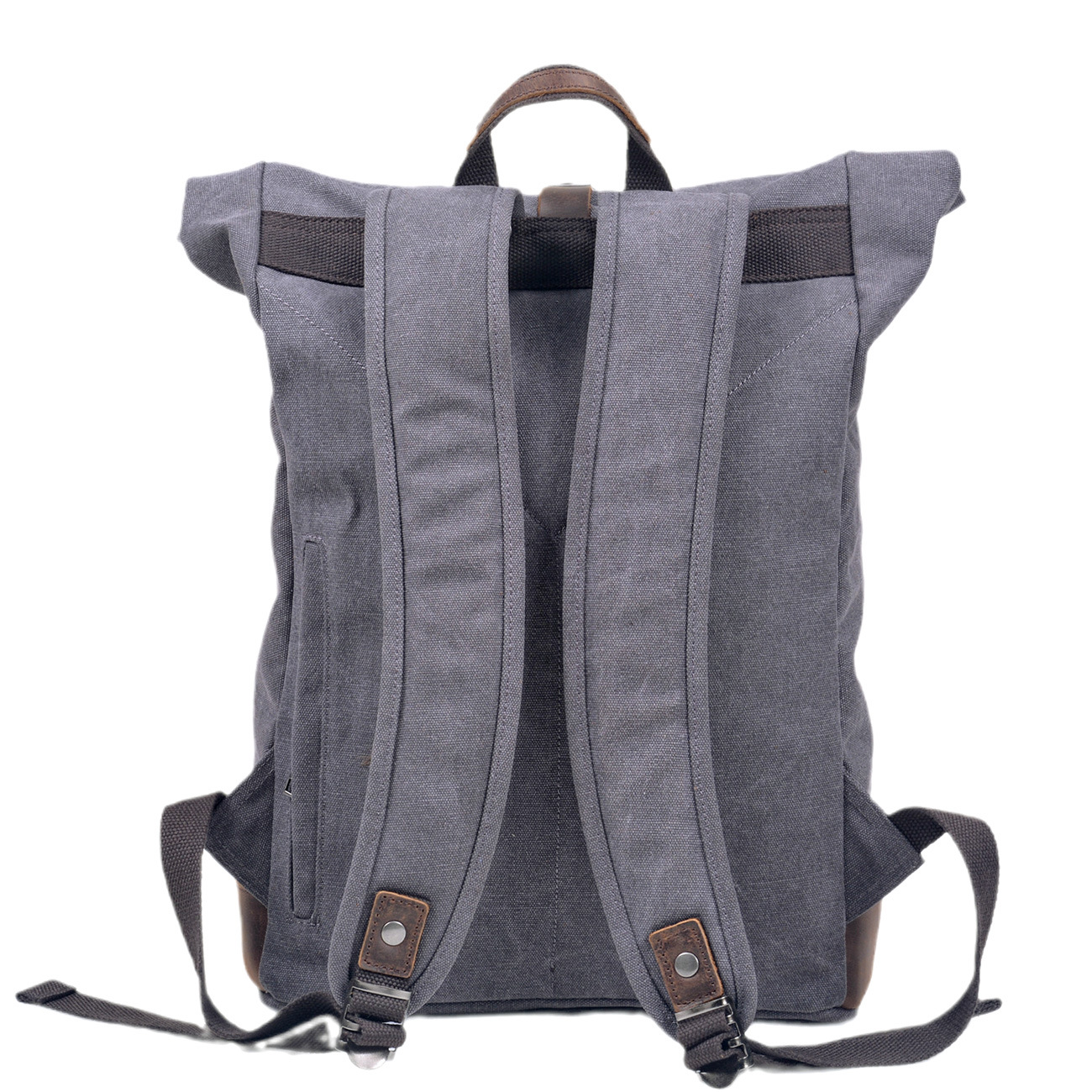 メンズワックスキャンバスロールトップリュックサック、本革アク - Leather Work Rucksack Mens のレビューと価格