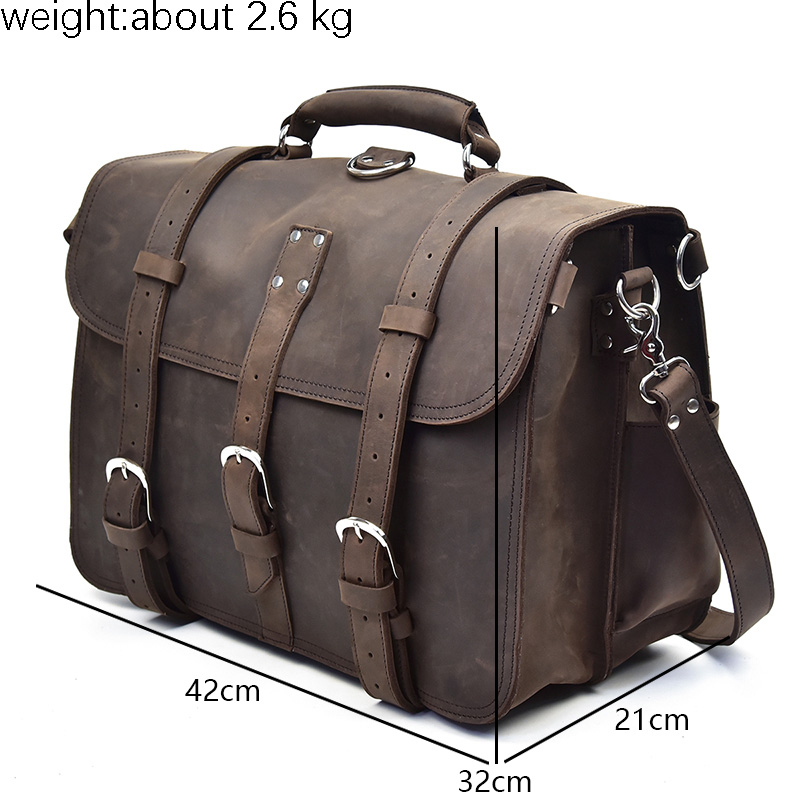男性厚いクレイジーホースレザーラップリュックサック大容量の本 - Leather Work Rucksack Mens のレビューと価格