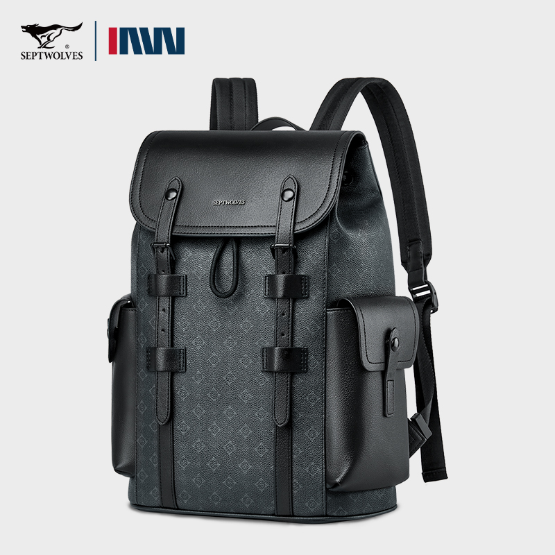 Septwolves 高品質ビジネスプリントレザーバックパッ - Leather Work Rucksack Mens のレビューと価格