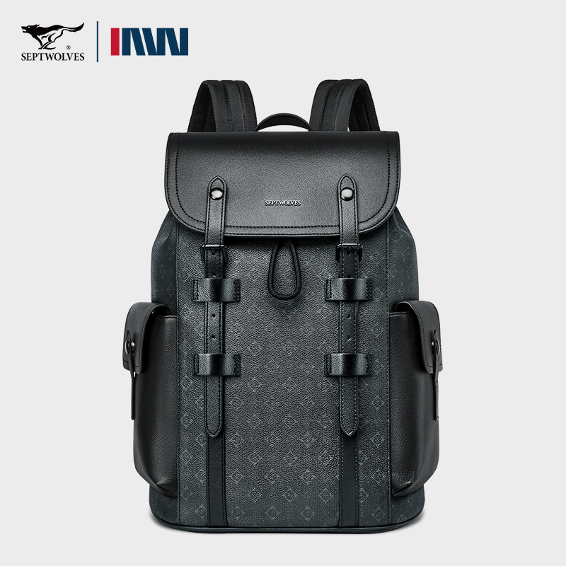 Septwolves 高品質ビジネスプリントレザーバックパッ - Leather Work Rucksack Mens のレビューと価格